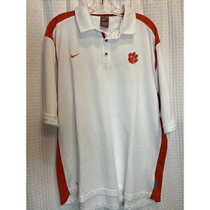 Nike Dri-Fit Mens Large White/Orange Detail Clemson Tigers Short Sleeve V18